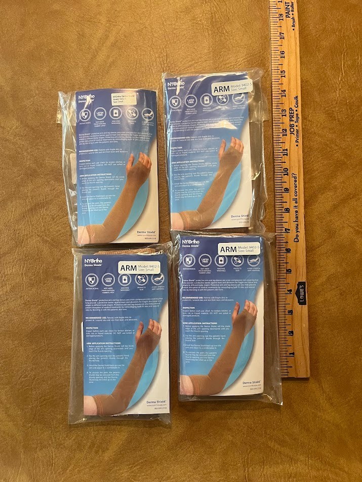 4 NYOrtho Derma Shield Wound Management Arm Sleeve Pair Small Latex Free NEW 4