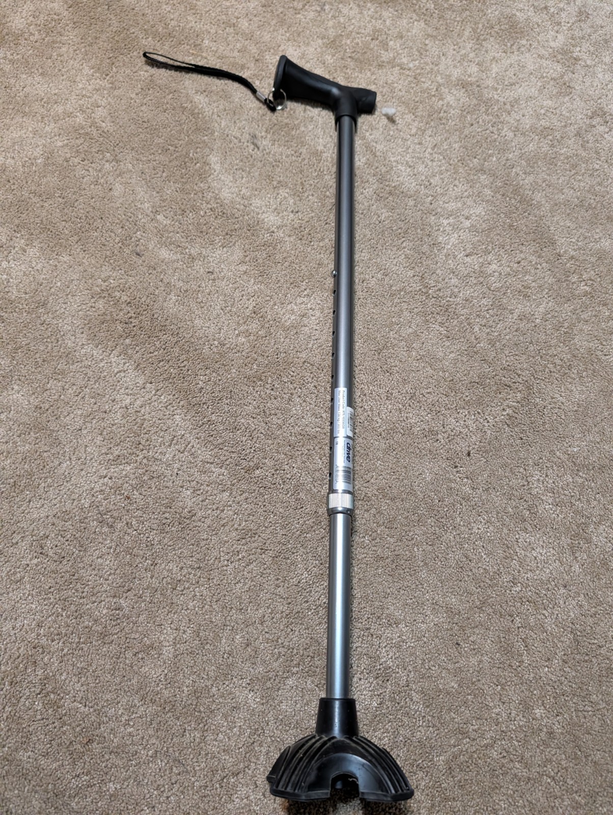 Drive MedicalComfortGrip Cane T Handle Adjustable Walking Cane With 4 Point Base