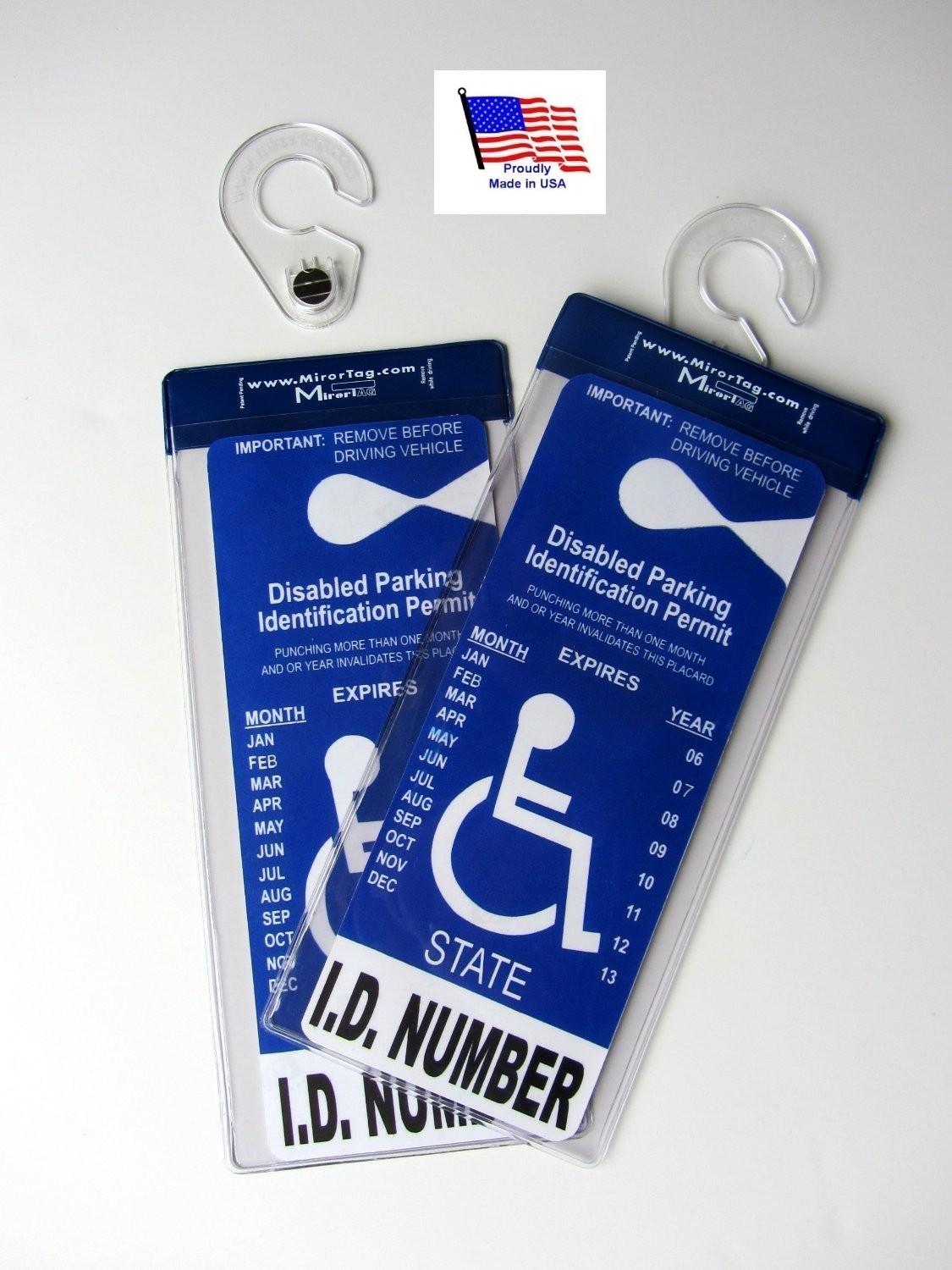 Handicapped Parking Placard Holder – 2 Magnetic Silver Tags, Easy Display & Stor