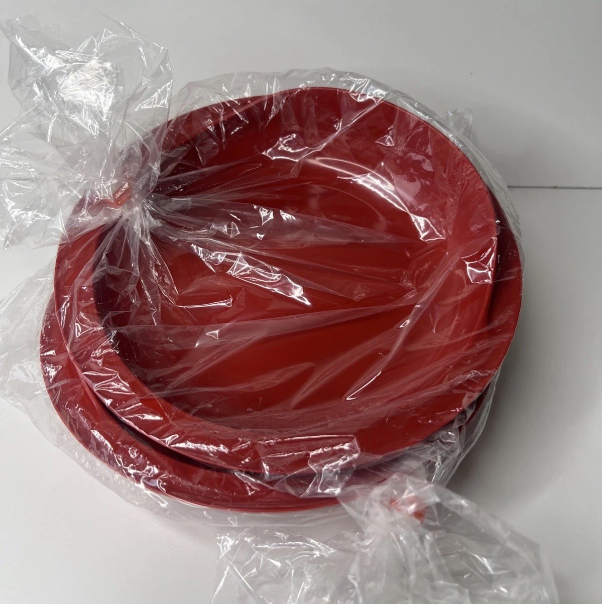2 Pack Red High Sided Scoop Dish Plates Senior Eating Aide Plate AliMed New