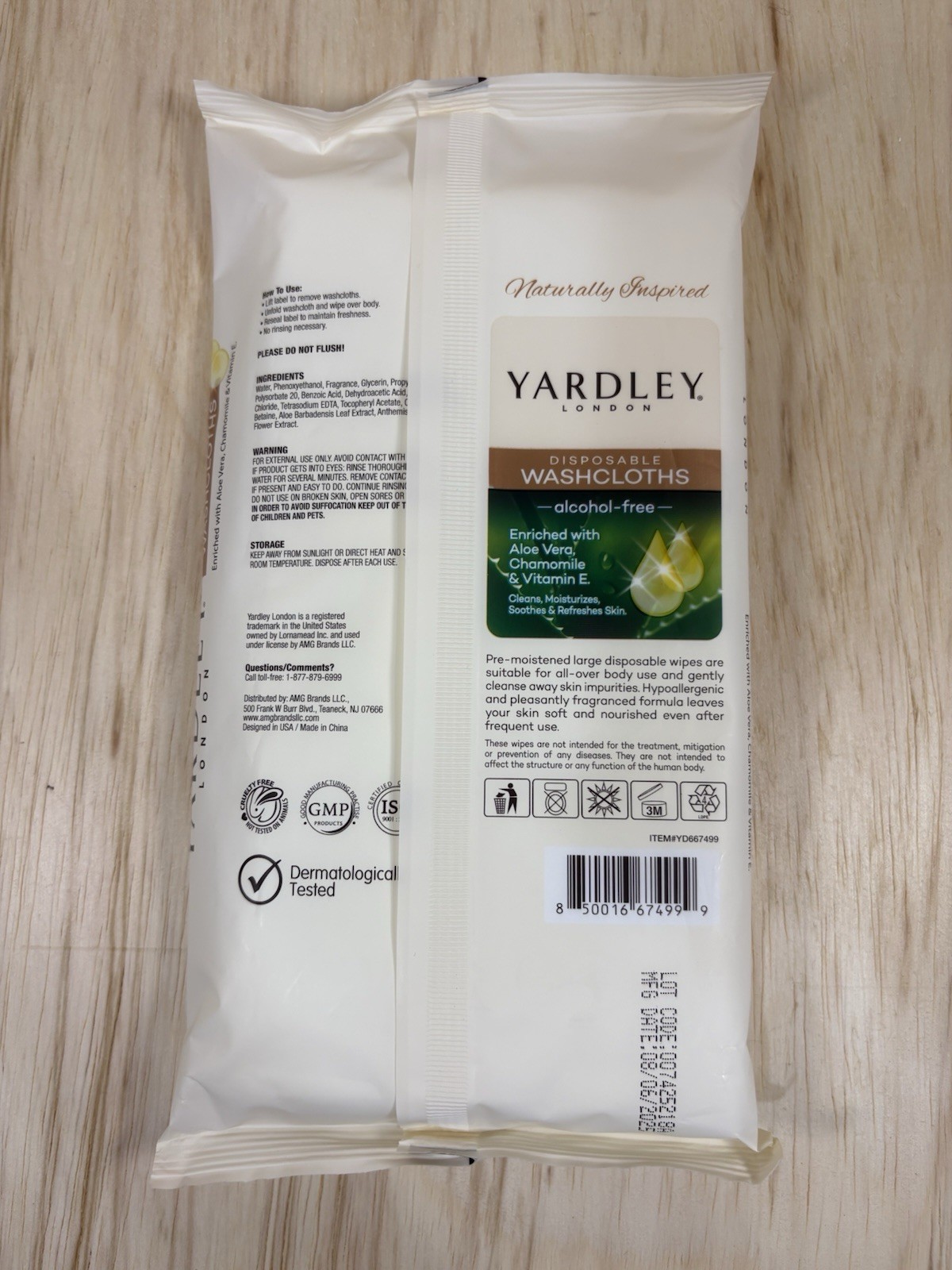 Yardley London Disposable Washcloths – 18 Large Washcloths, Alcohol Free