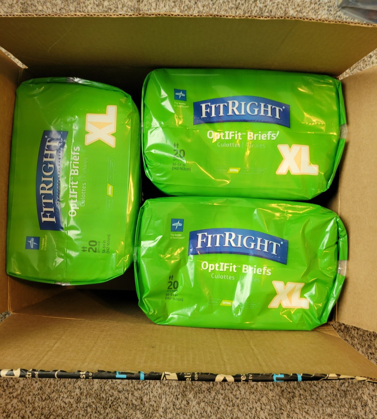 Fit Right adult XL diaper/briefs 3pack side opening for easy removal NEW in pkg