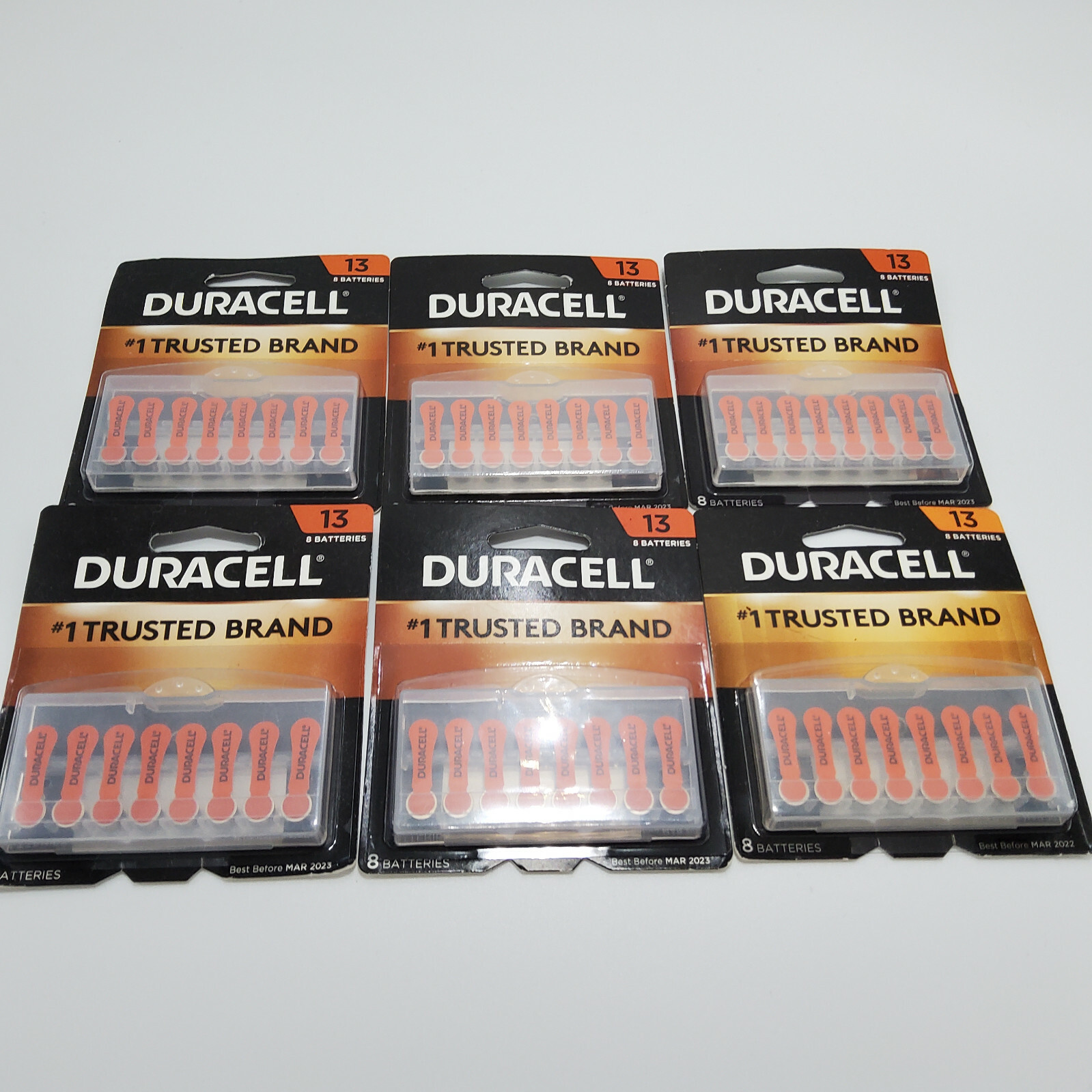 6x 8-pack Duracell Size 13 Hearing Aid Batteries DA13B8ZM exp. 03/2023 48 Total
