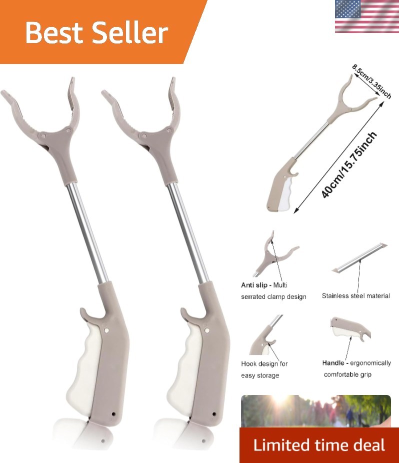 2pcs Short Grabber Reacher Tool for Seniors, 16 Inch Small Mini Extra Strong …