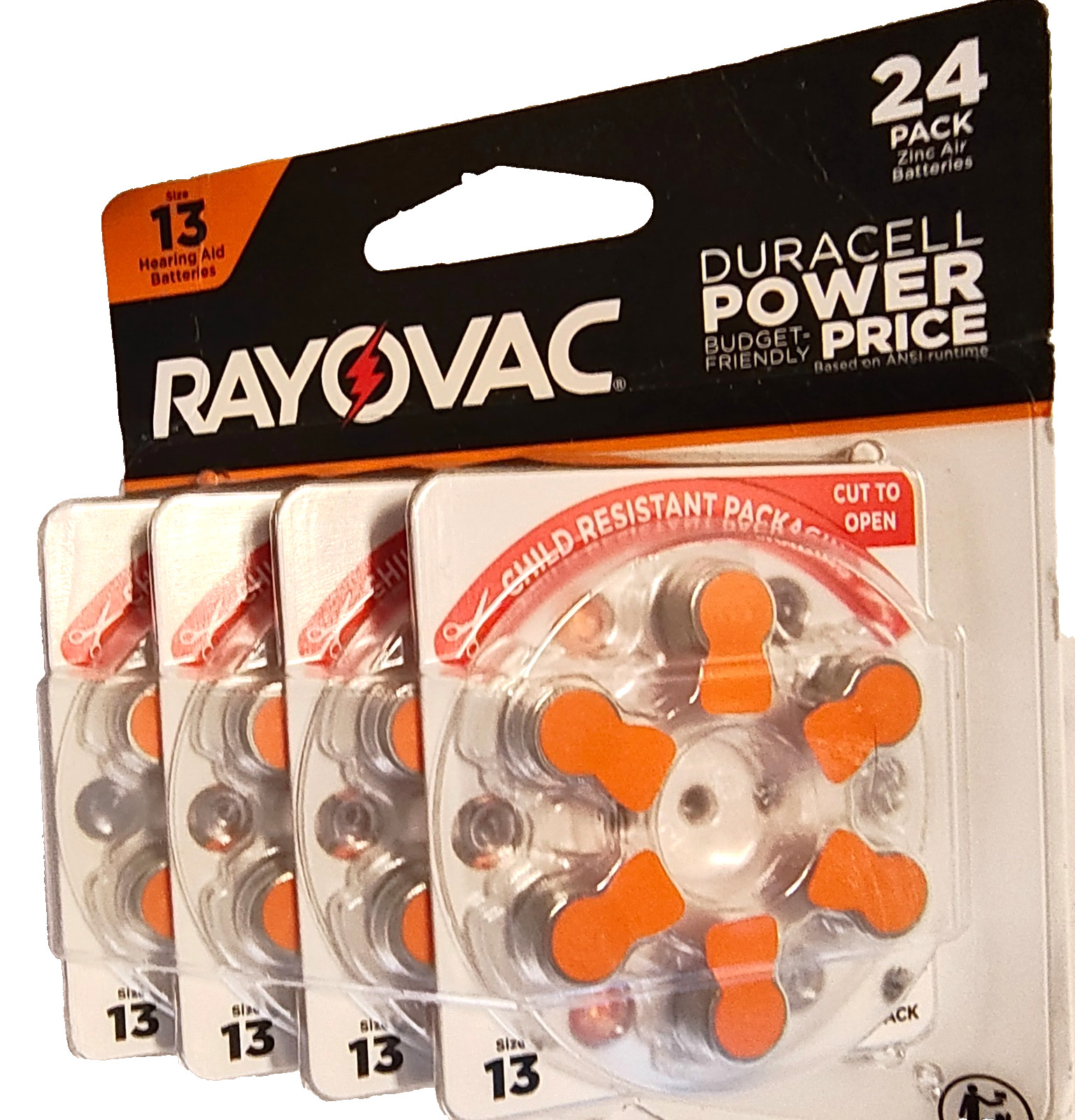 24-Pack Rayovac Size 13 Hearing Aid Batteries New
