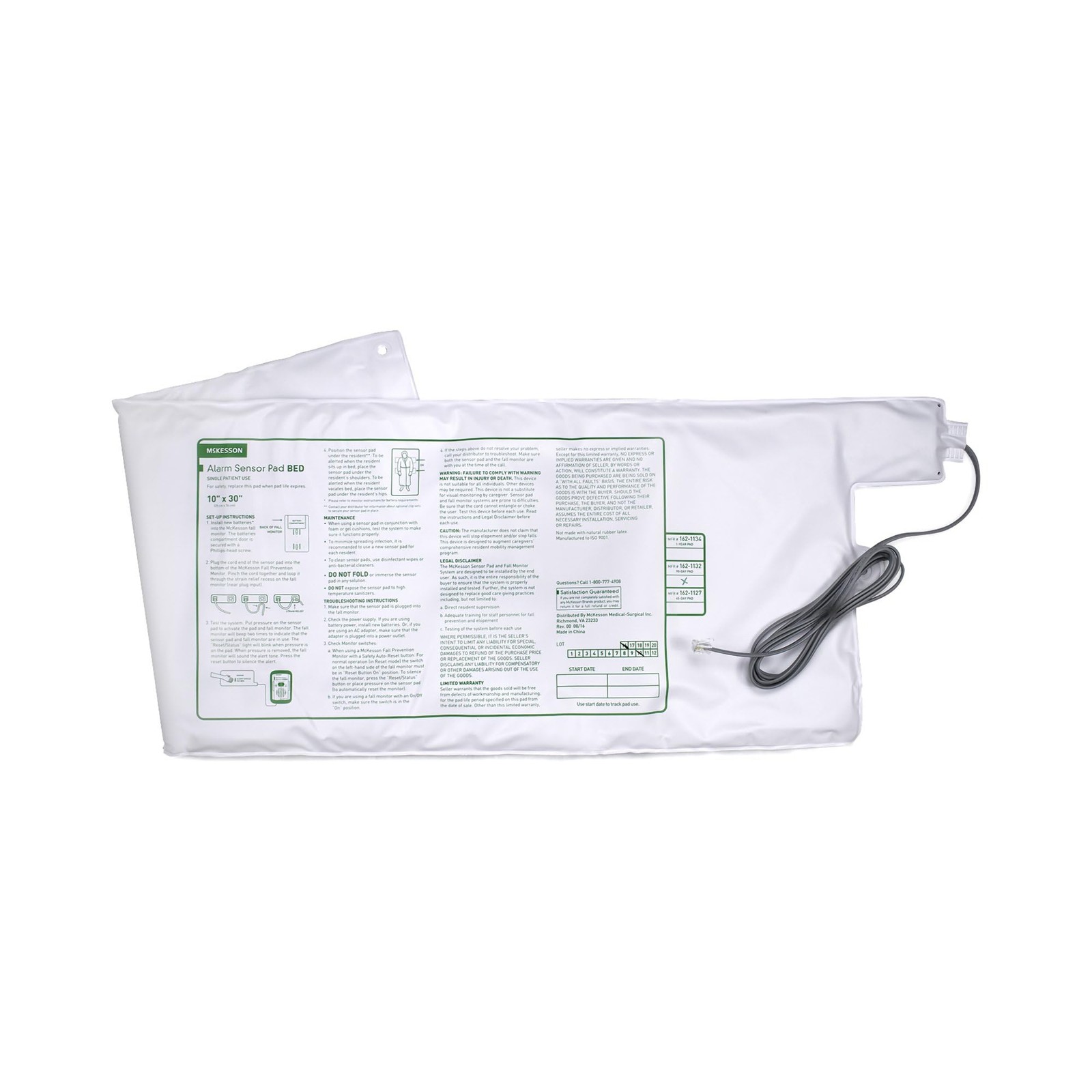 McKesson Alarm Sensor Pad for Chairs, Weight Sensitive, use with white