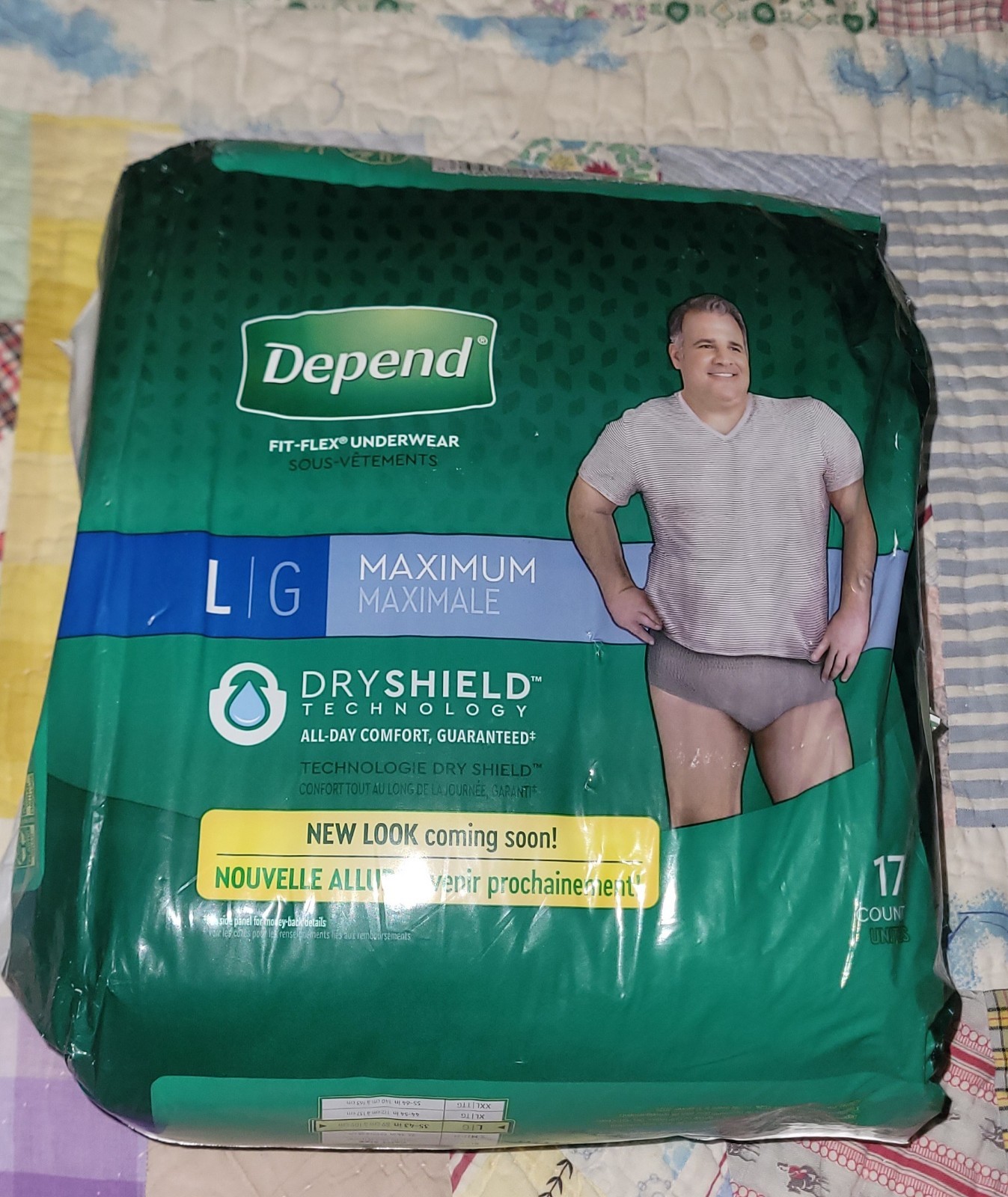 Depend Fit-Flex Men’s Maximum Adult Incontinence Underwear, L, Grey, 17 Count