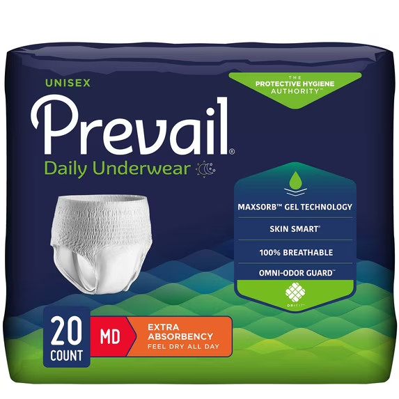 Adult Diapers Prevail Per-Fit Daily Underwear Size Medium (34″-46″) Sealed 20ct