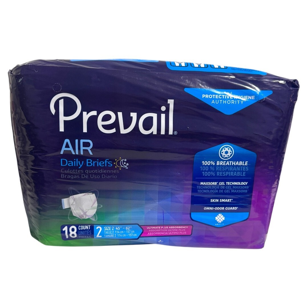 Prevail Air Daily Briefs Size 2, 45″-62″ Ultimate Plus Absorbency 18