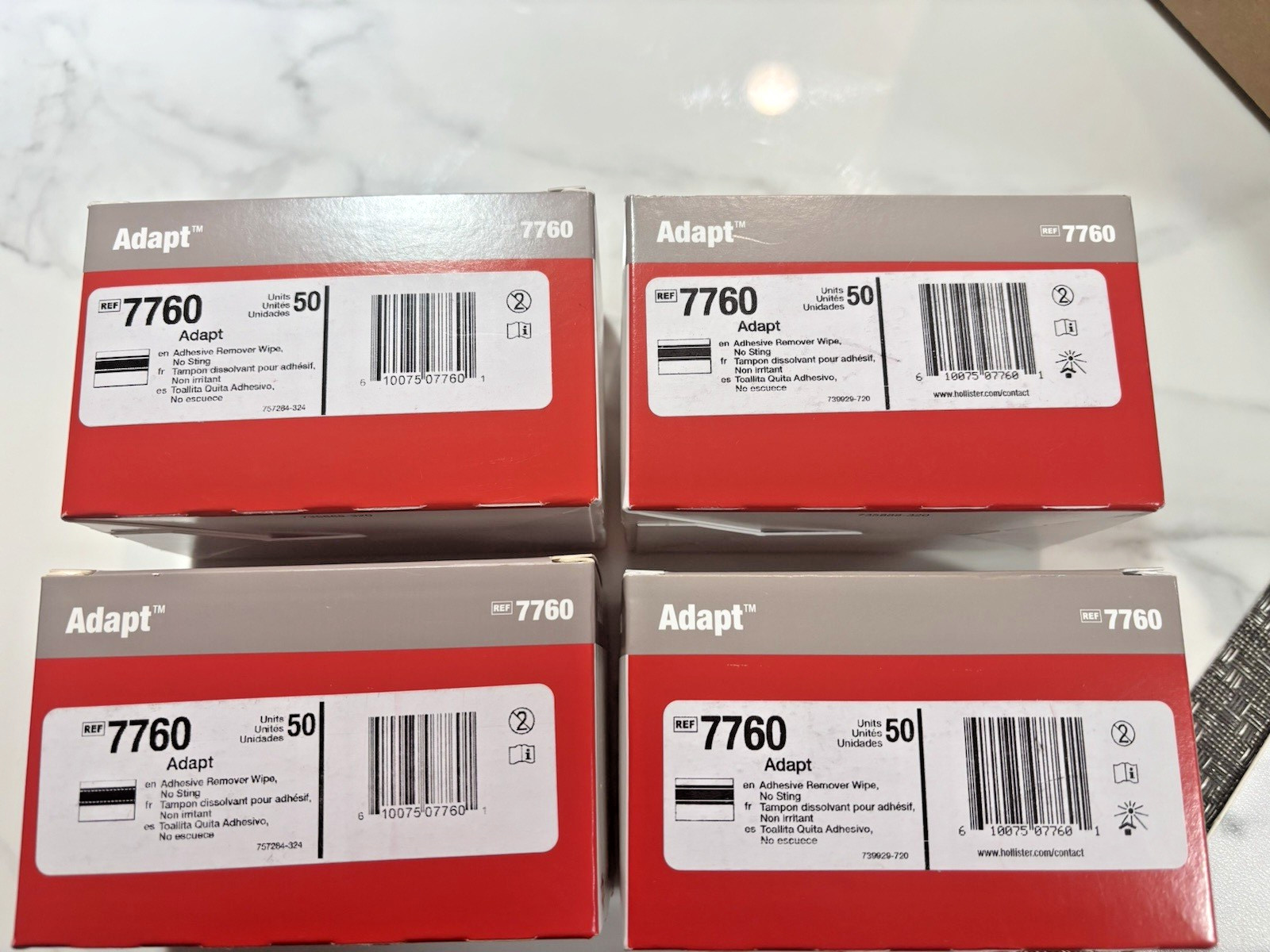 4 BOXES Hollister 7760 Adapt No Sting Universal wipes Exp. 2029/2030-50 BX