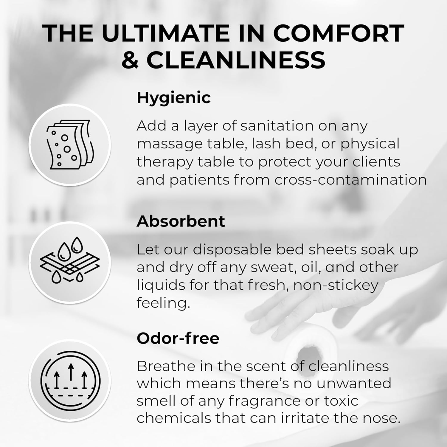 Disposable Massage Bed Cover – 60 Sheets Per 2 Rolls (60 Sheets/Roll), white