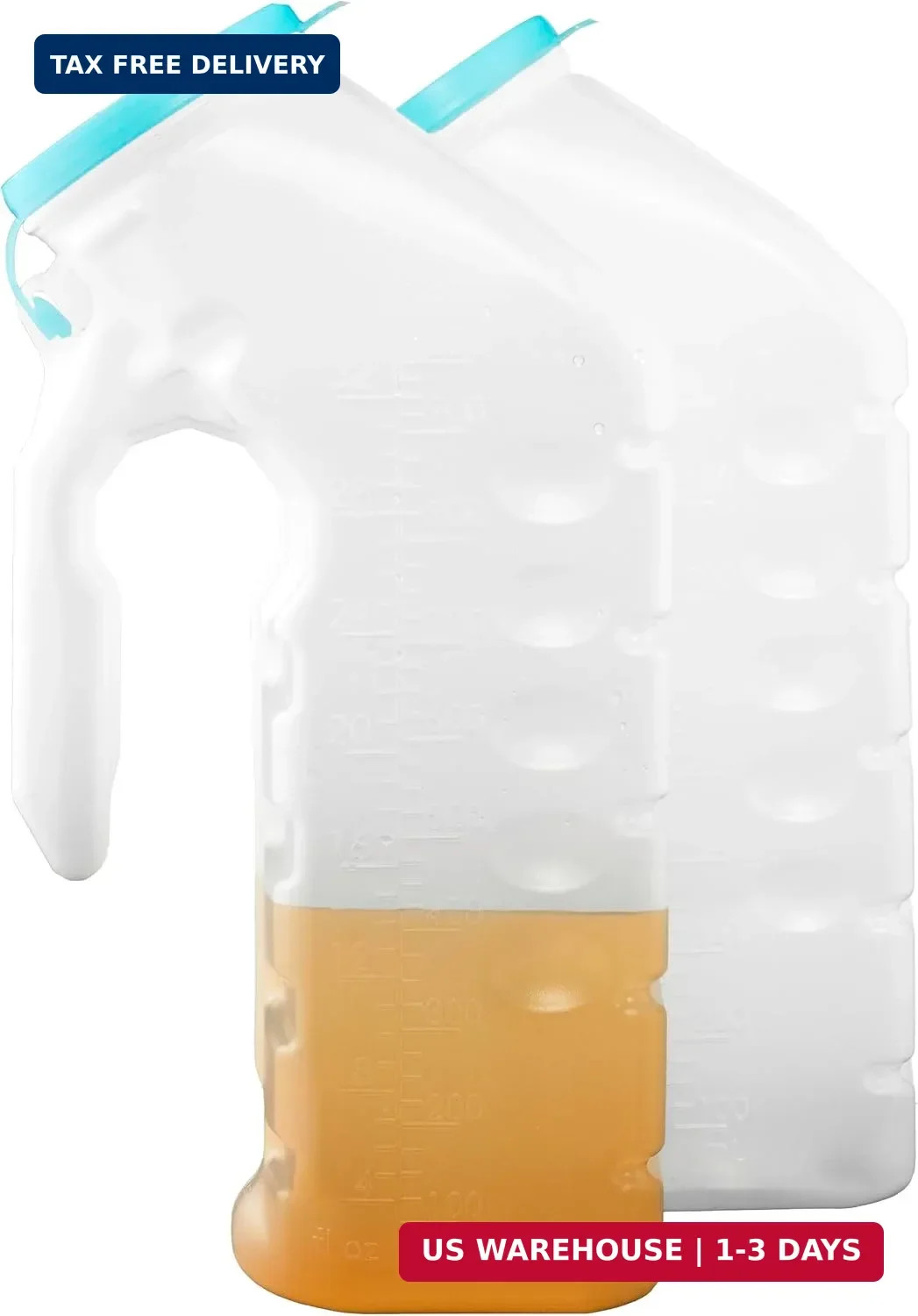 Male Urinal with Glow in The Dark Lid (2 Bottles) 32 Oz Urine Bottles for Men –