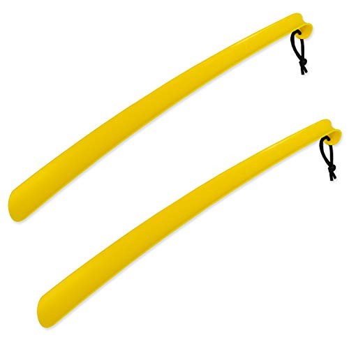 2 Pack Extra Long Handled Shoe Horn with Curved Handle and Hang Up Strap (24