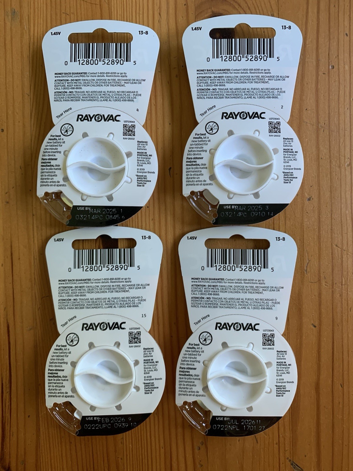 Rayovac Hearing Aid Batteries Size 13 (32 Batteries Total) March 2025-July 2026