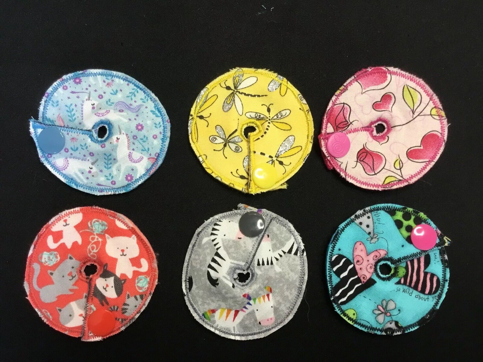 6 Button Buddies – GIRLS – Mickey, G Tube, J Peg Feeding Tube Button Covers Pads
