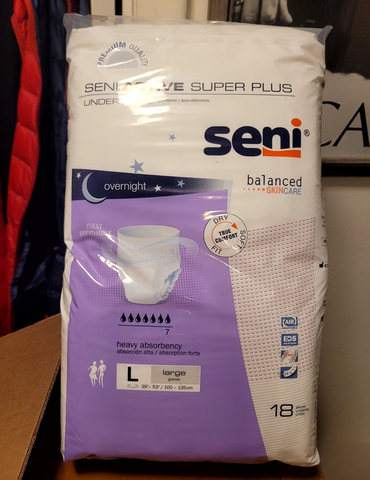 Seni Active Super Plus Incontinence Pants Overnight Size L 18 Ct Disposable (8)