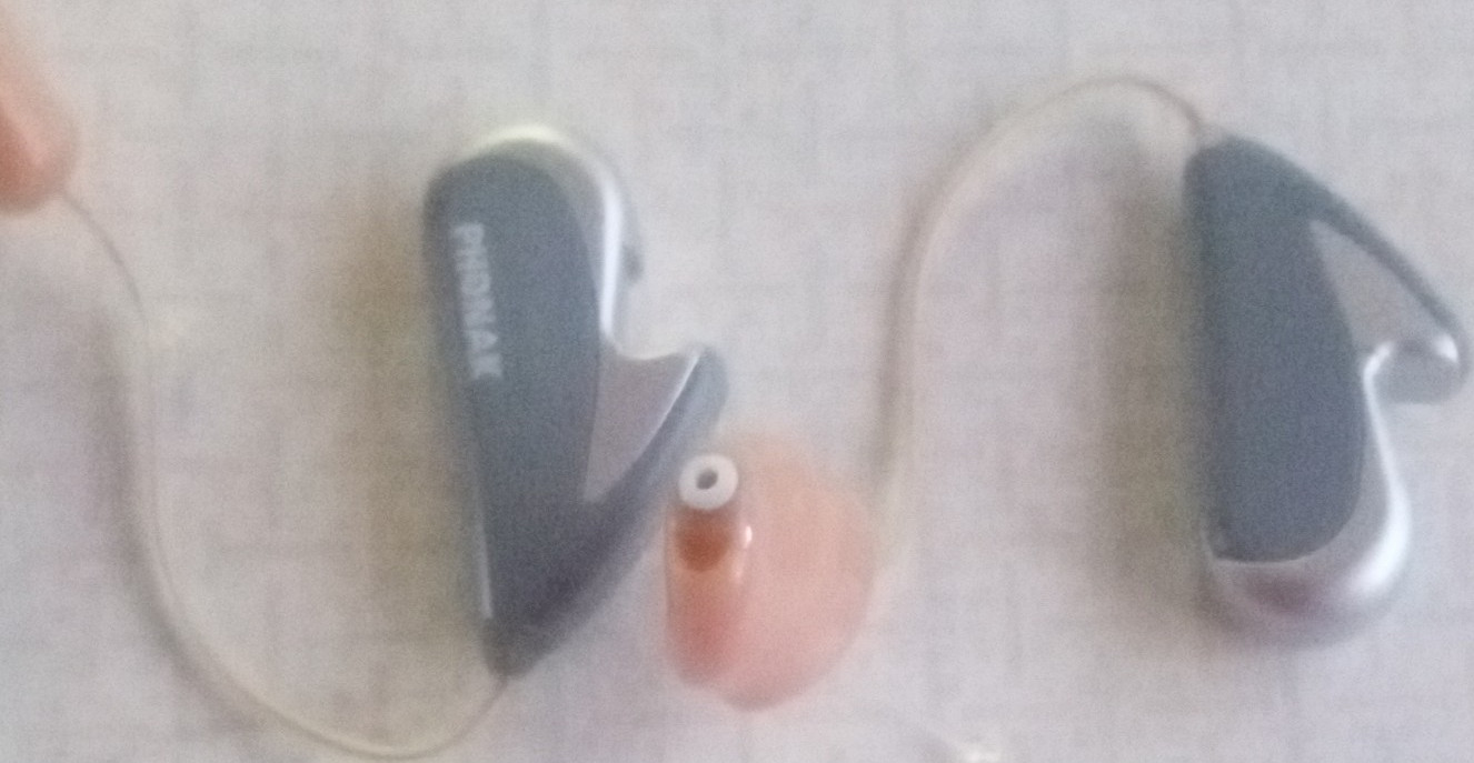 Phonak Audeo Gray Silver (BTE) Hearing Aid Pair With Fitted Receivers.