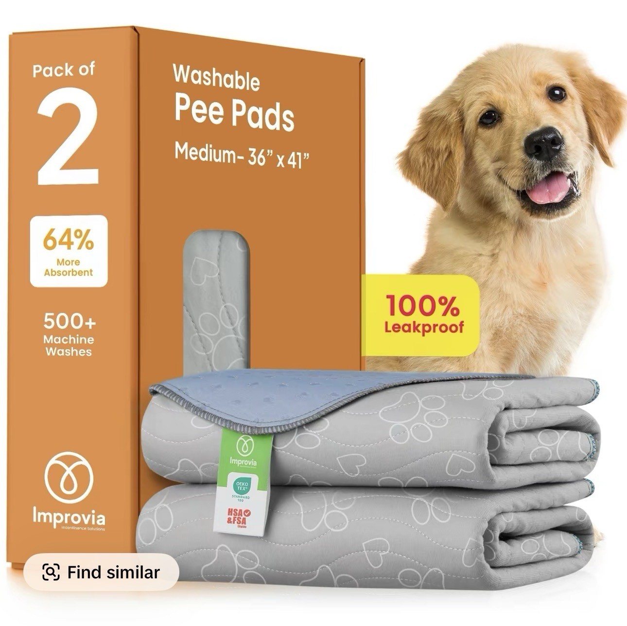 2 Pack IMPROVIA Washable Underpads Heavy Absorbency Reusable