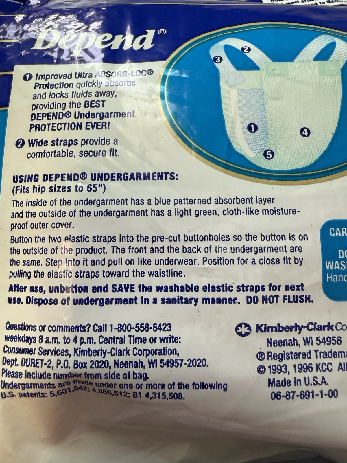 Depend Adult Diapers Briefs 1996 Depends Extra and Reg Two Packs Of 2 Vintage