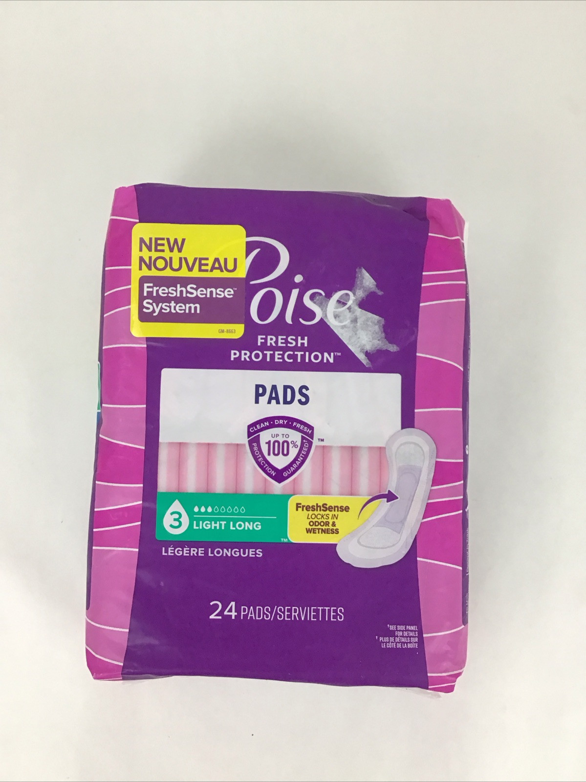 Poise Pads Long Length Light Absorbency Level 3 (Pack of 24)