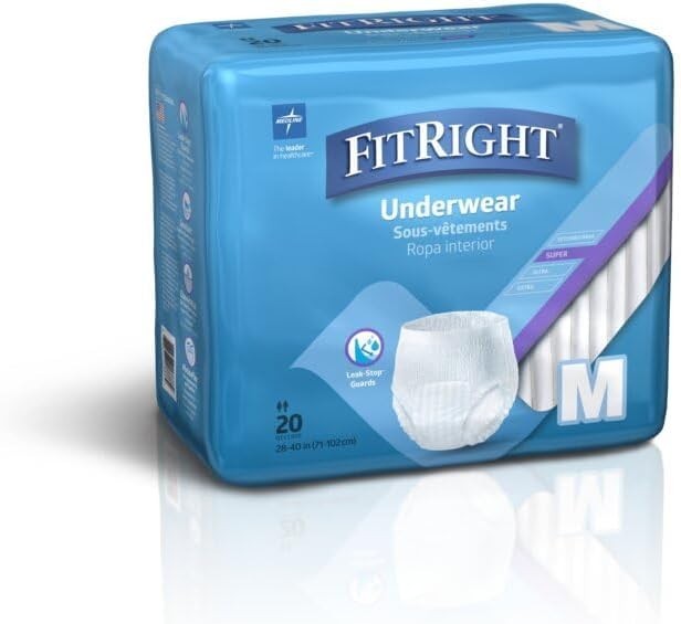 Medline FitRight Super Adult Incontinence Underwear Medium 80 Count Free Ship!