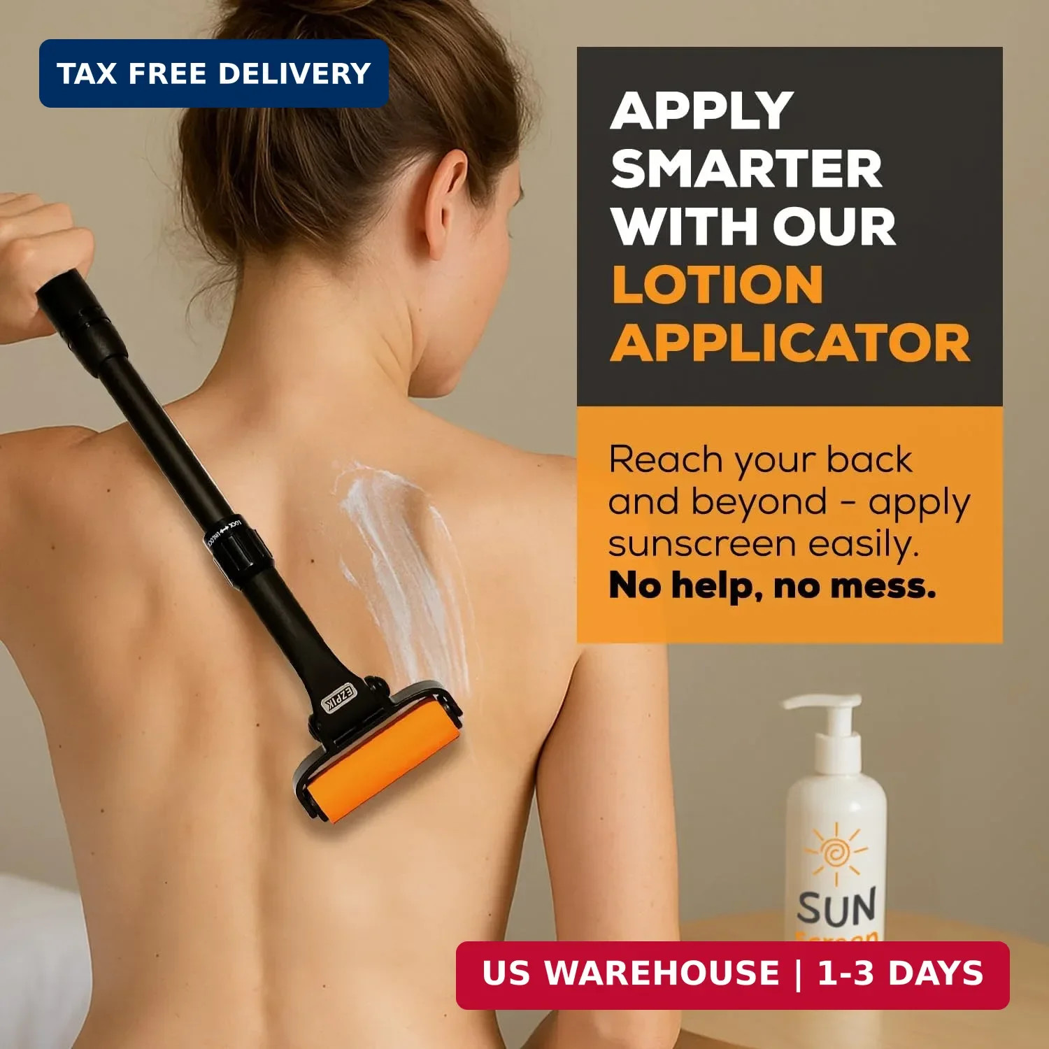 EZPIK Lotion Applicator for Back, Extendable up to 23″ – Curved Design Back Loti