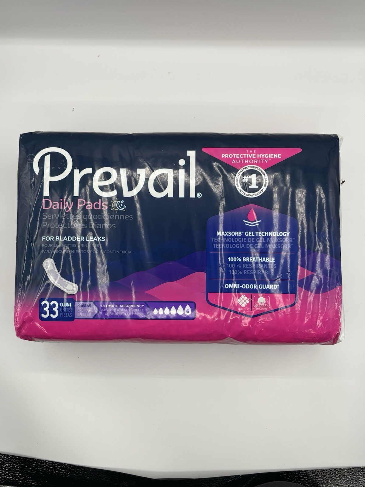 Prevail Daily Pads Regular, 33 Count, Ultimate Absorbency for Bladder Leaks