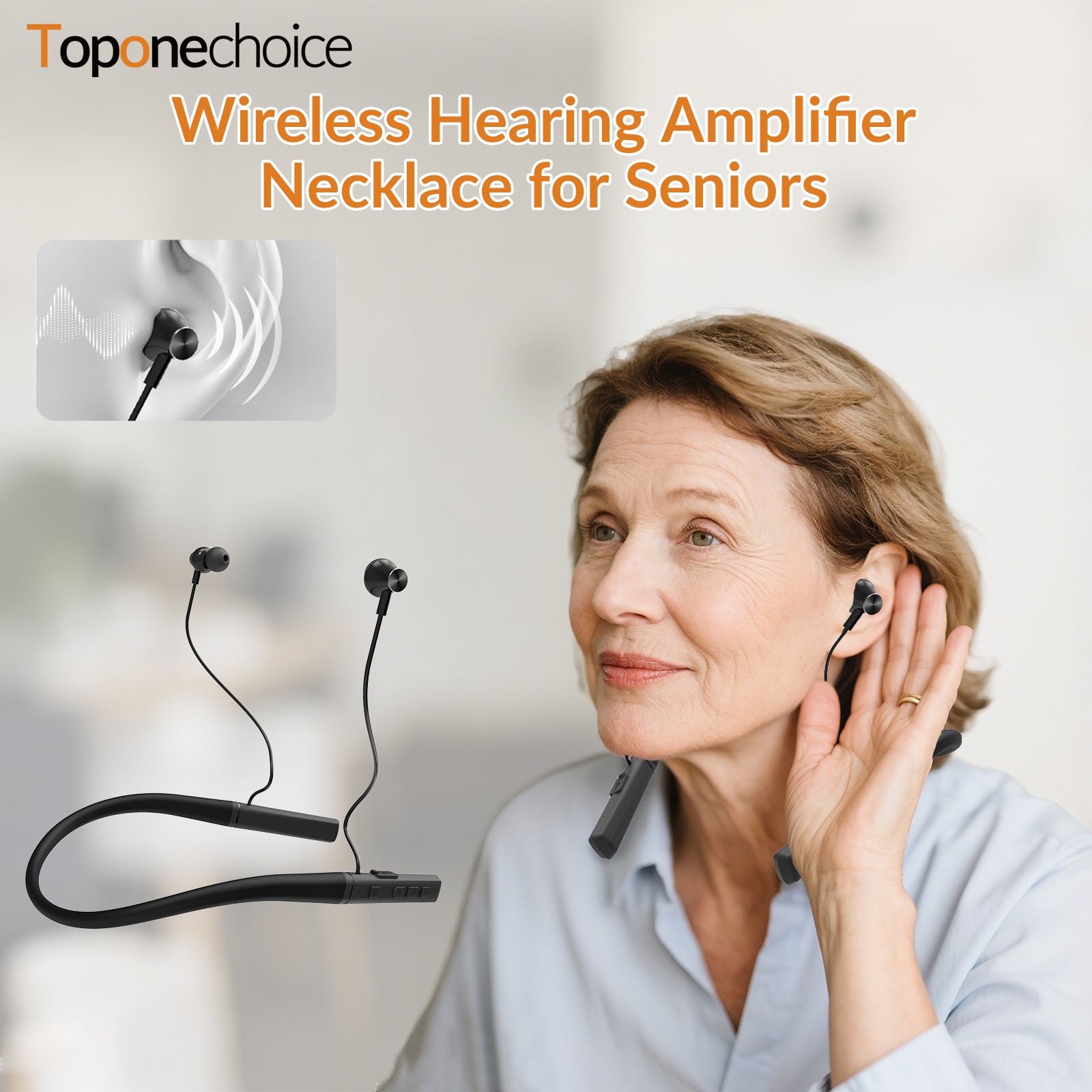 Bluetooth Neckband Hearing Aids for Seniors 32-Channel Digital
