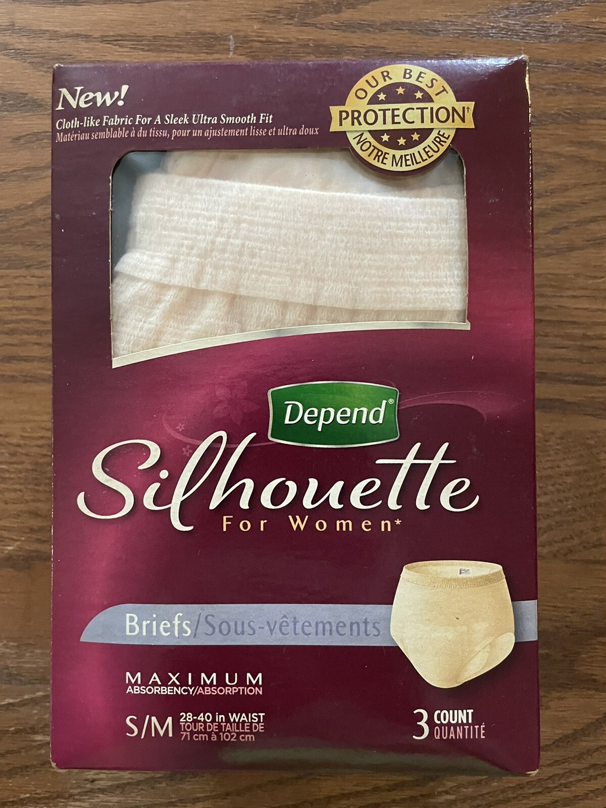 Depend Silhouette Women Briefs Incontinence S/M Max. Absorbency 3Ct NEW Sealed