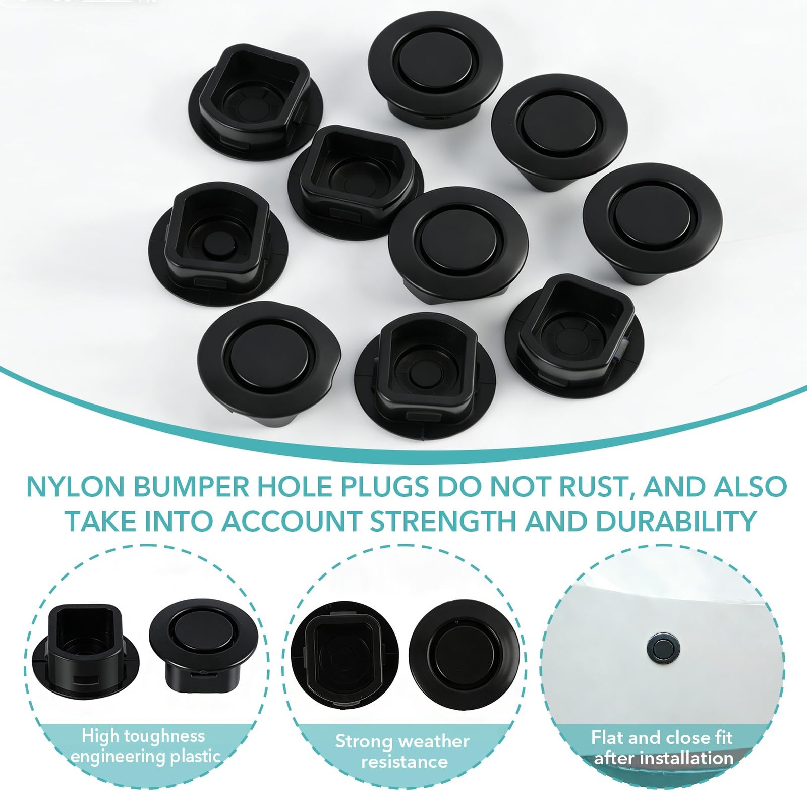 10 Pcs Car Bumper Hole Plugs, 22mm Universal Parking Sensor Delete Caps, Nylon