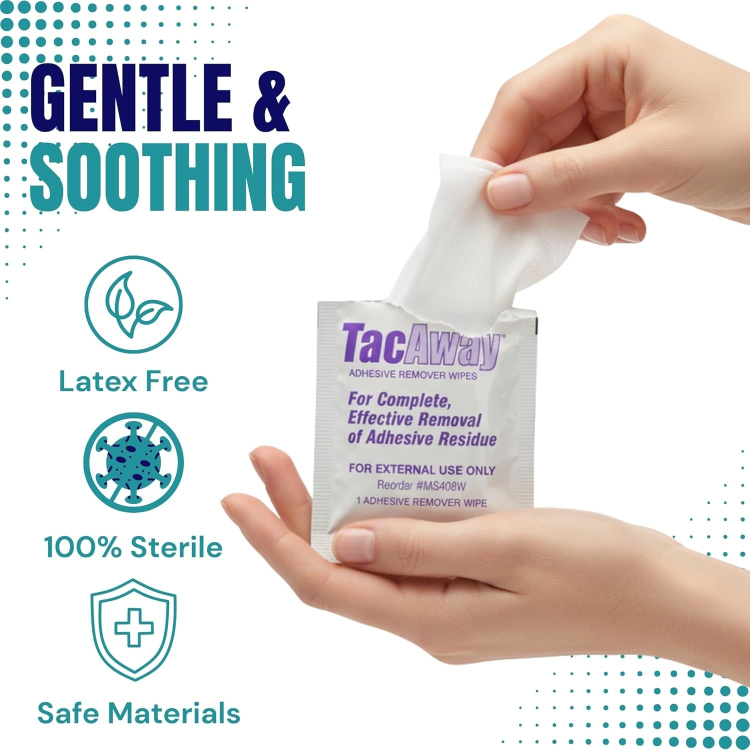 Convenient Tacaway Adhesive Remover Wipes – Unscented 50 Wipes in a Box