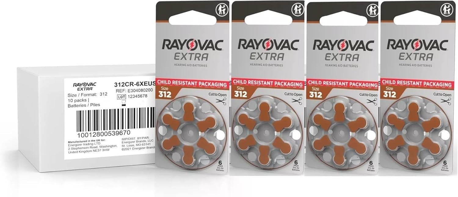80 Count Size 312 Hearing Aid Batteries – Child-Safe, Zinc, & Consistent Power