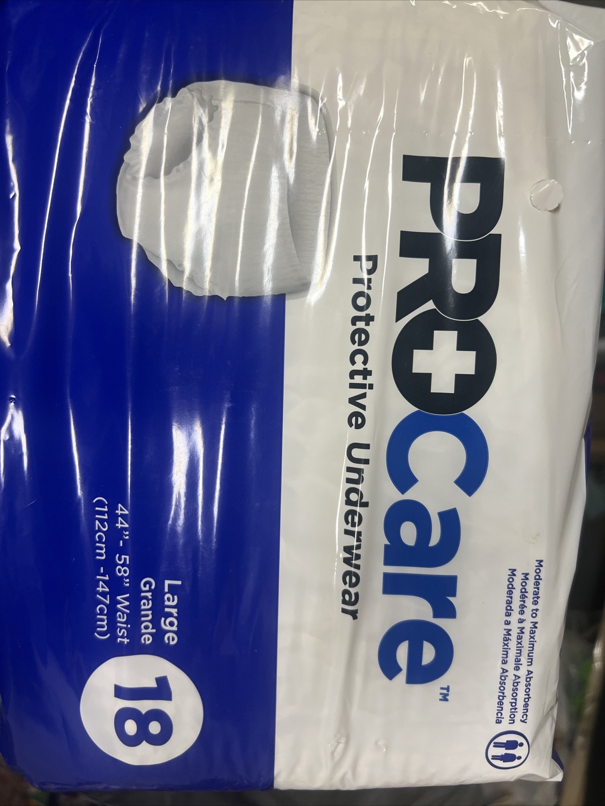 Procare Protective Underwear Large 44”-58” Waist (112cm-147cm) – 1 Pack of 18