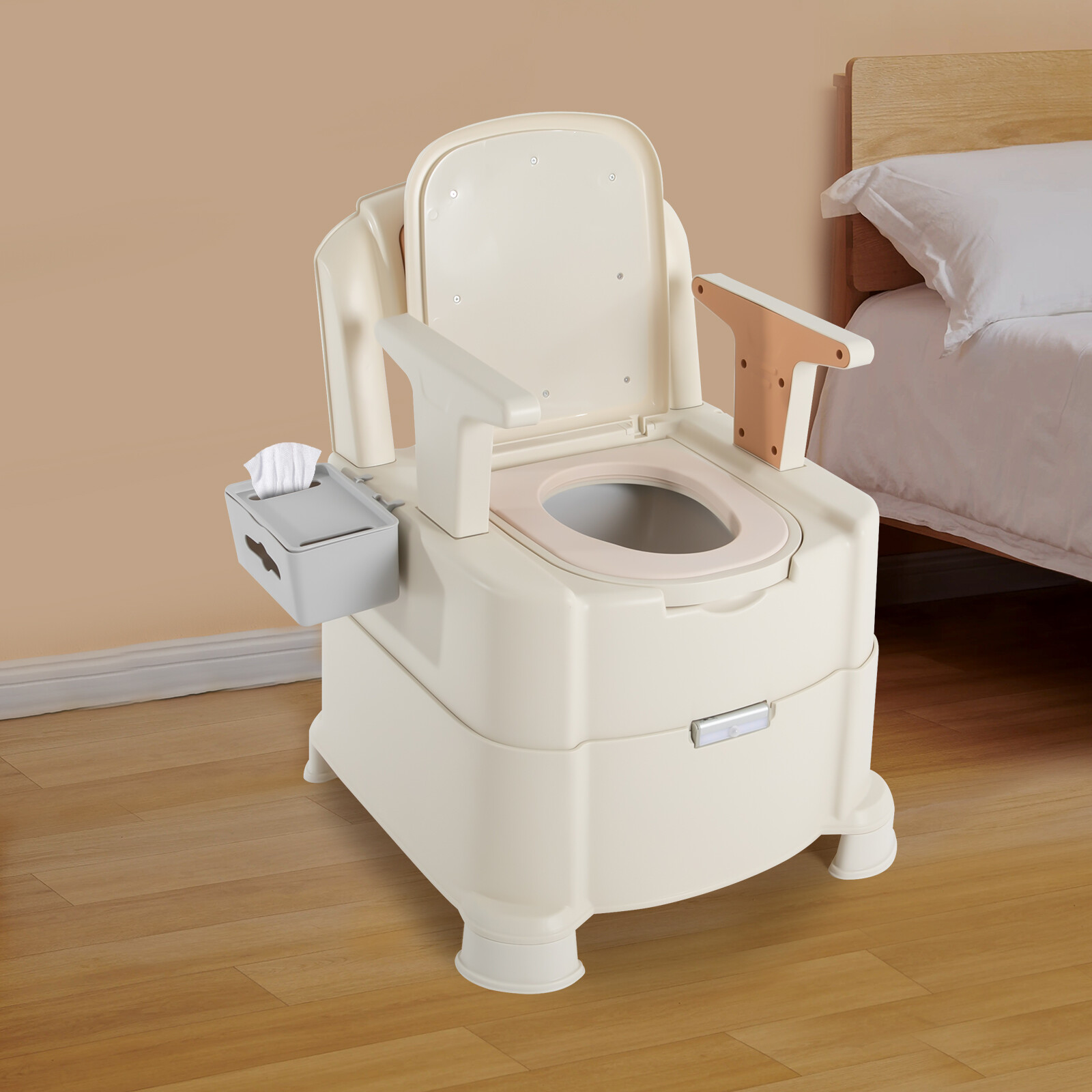 For The Elderly and The Sick TPE Home Portable Toilet with Sensor Night Light
