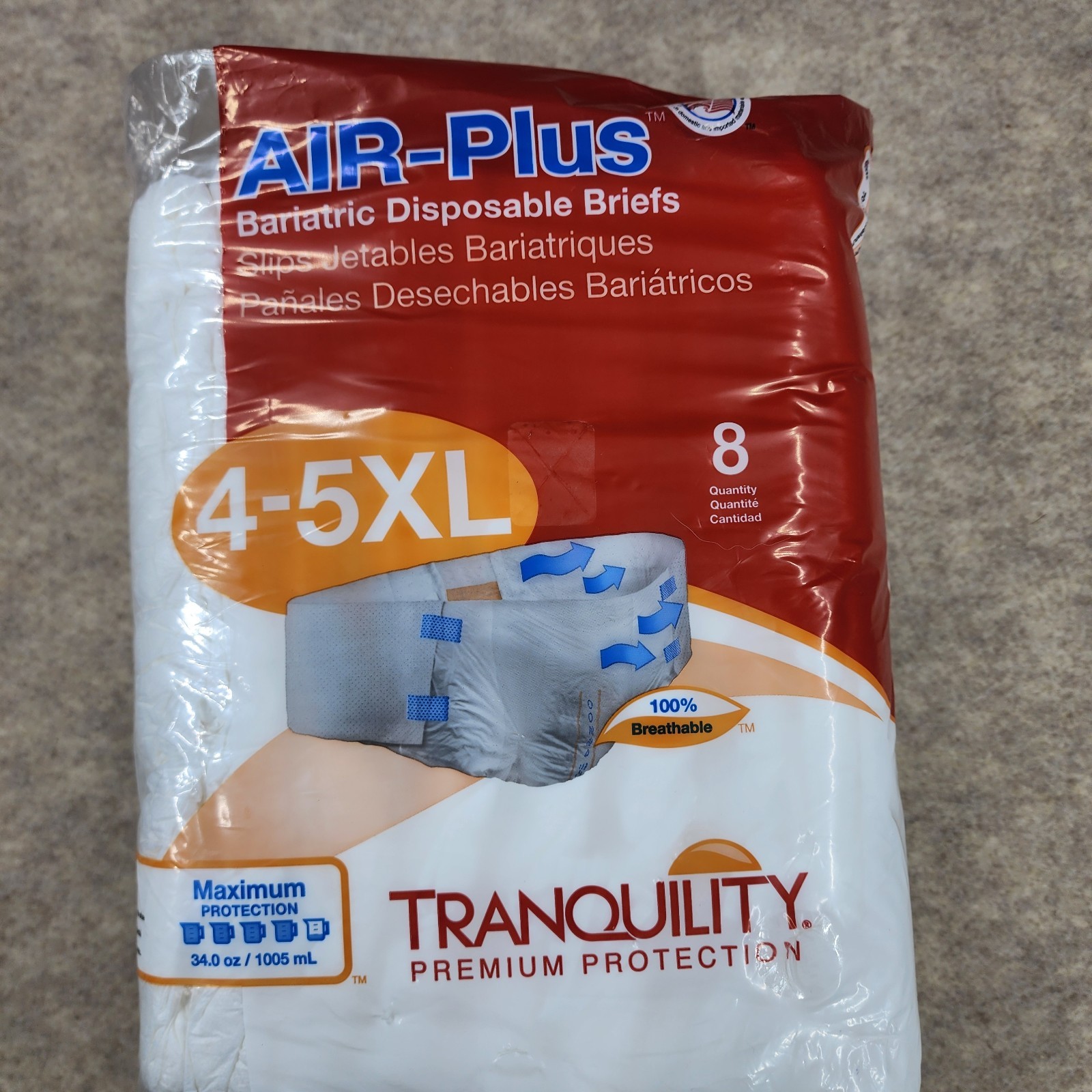 Tranquility Air-Plus Bariatric Briefs 4-5XL, 70 to 108 Inch, 34oz Capacity 1 pk.