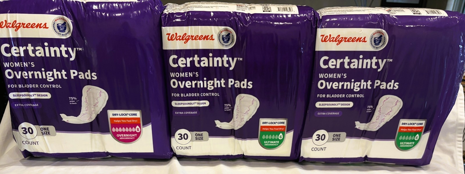 💚Walgreens Certainty Women’s Overnight & Ultimate Bladder Control Pads – 3 pack