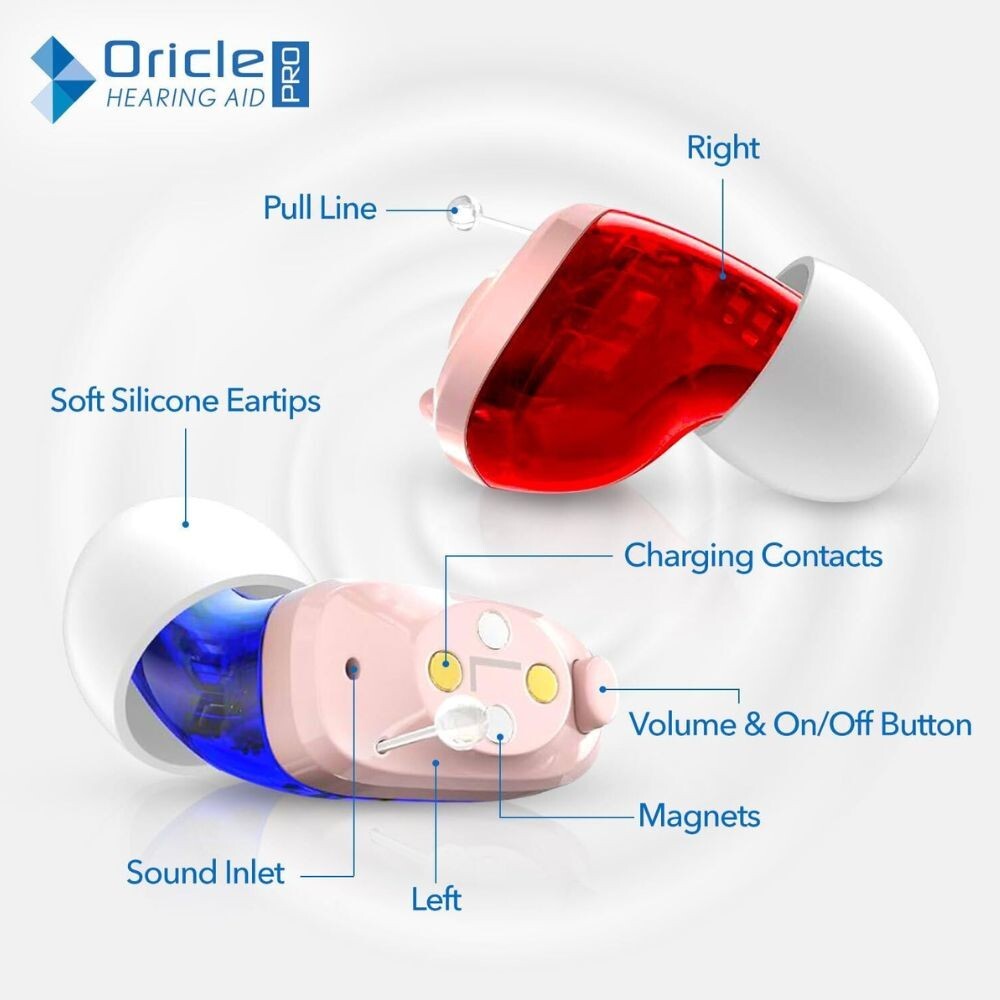 Oricle Pro Hearing Aids for Seniors OTC CIC 16Channel Noise Cancelling by Oricle