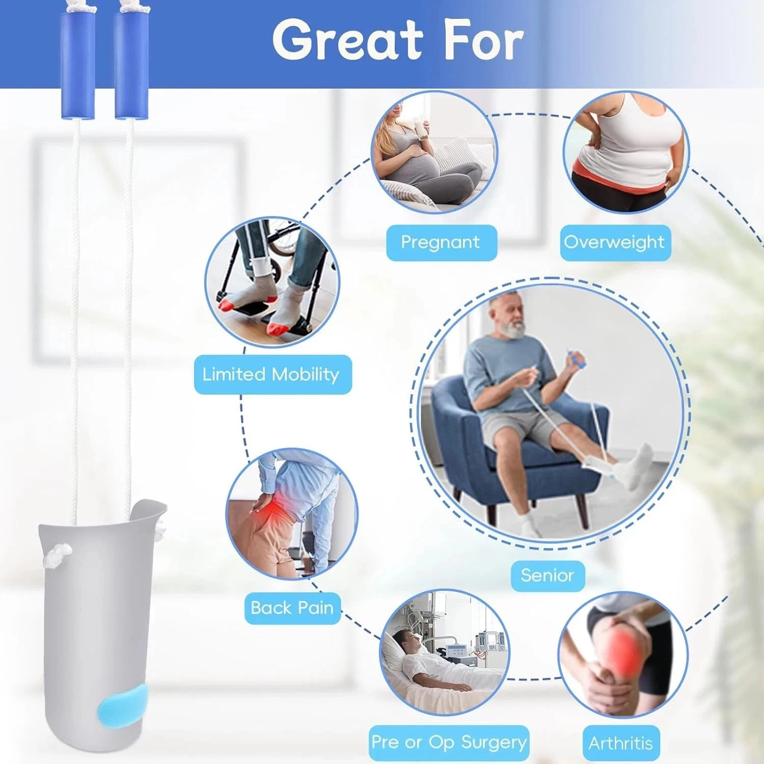 Sock Aid, Sock Aid Device for Seniors, Sock Helpers to Put on Your Socks with Fo