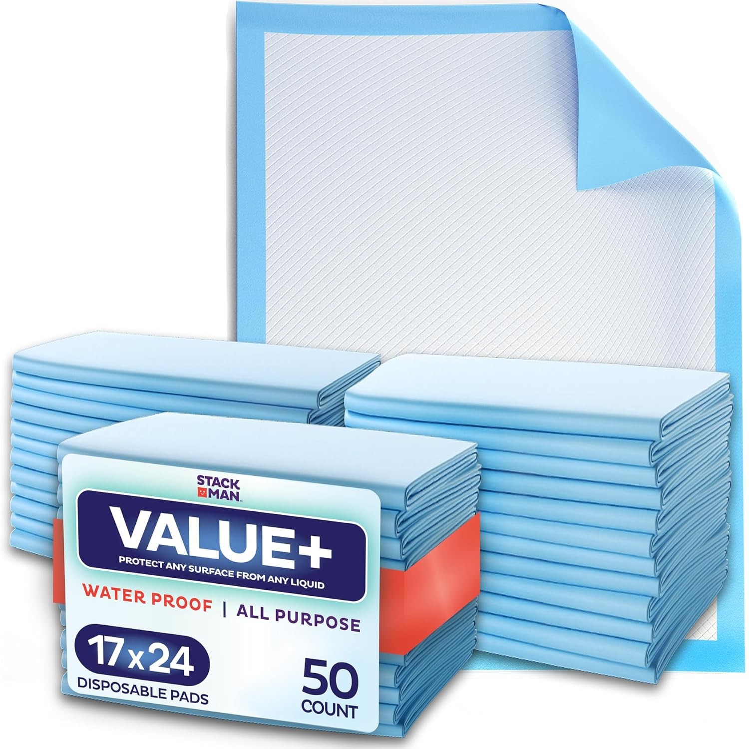 Chucks Pads Disposable [50-Pack] Underpads 17″x 24″ – Pee Pads for Dog, Puppy –
