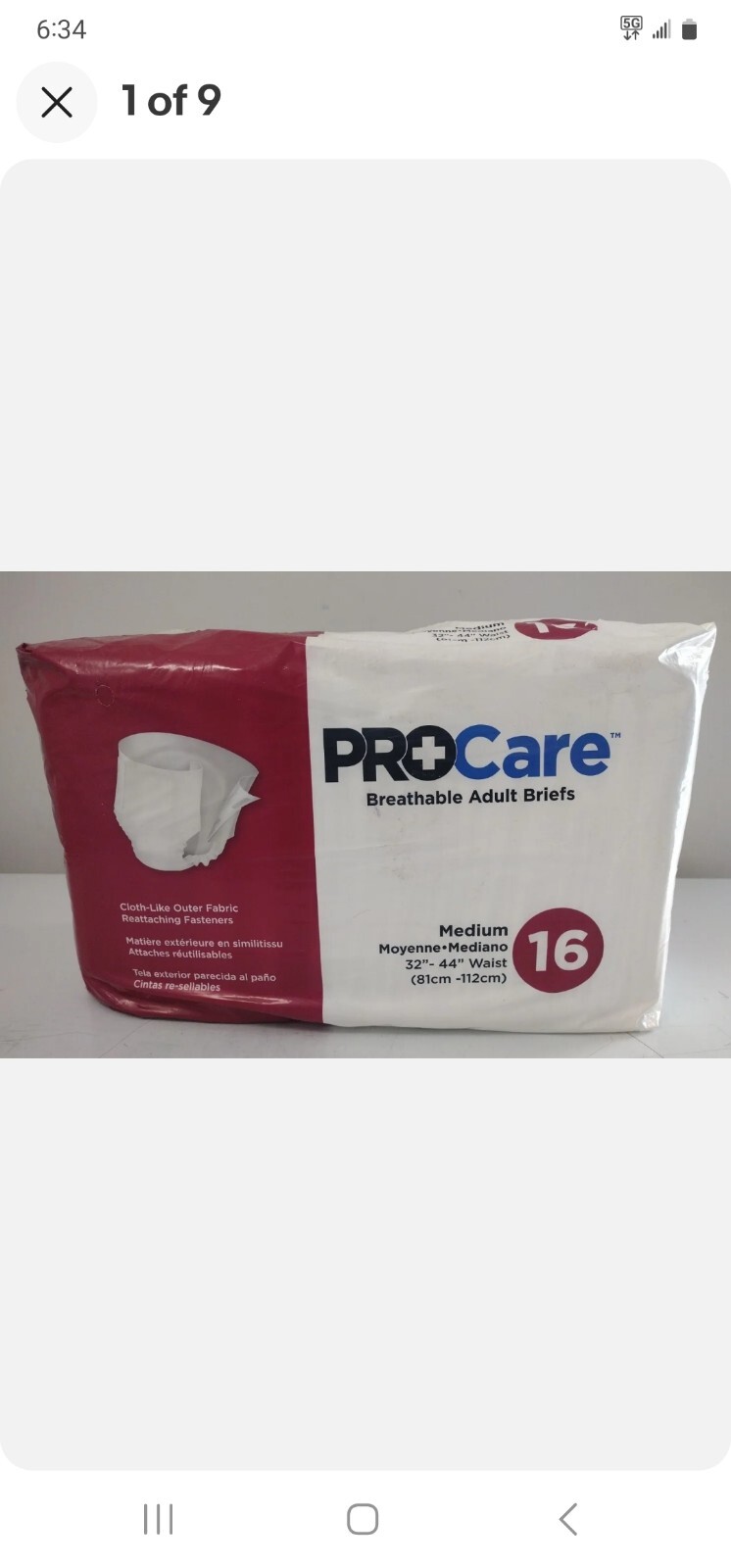 ProCare Adult Incontinence Brief M Heavy Absorbency Breathable CRB-012/1 16 Ct