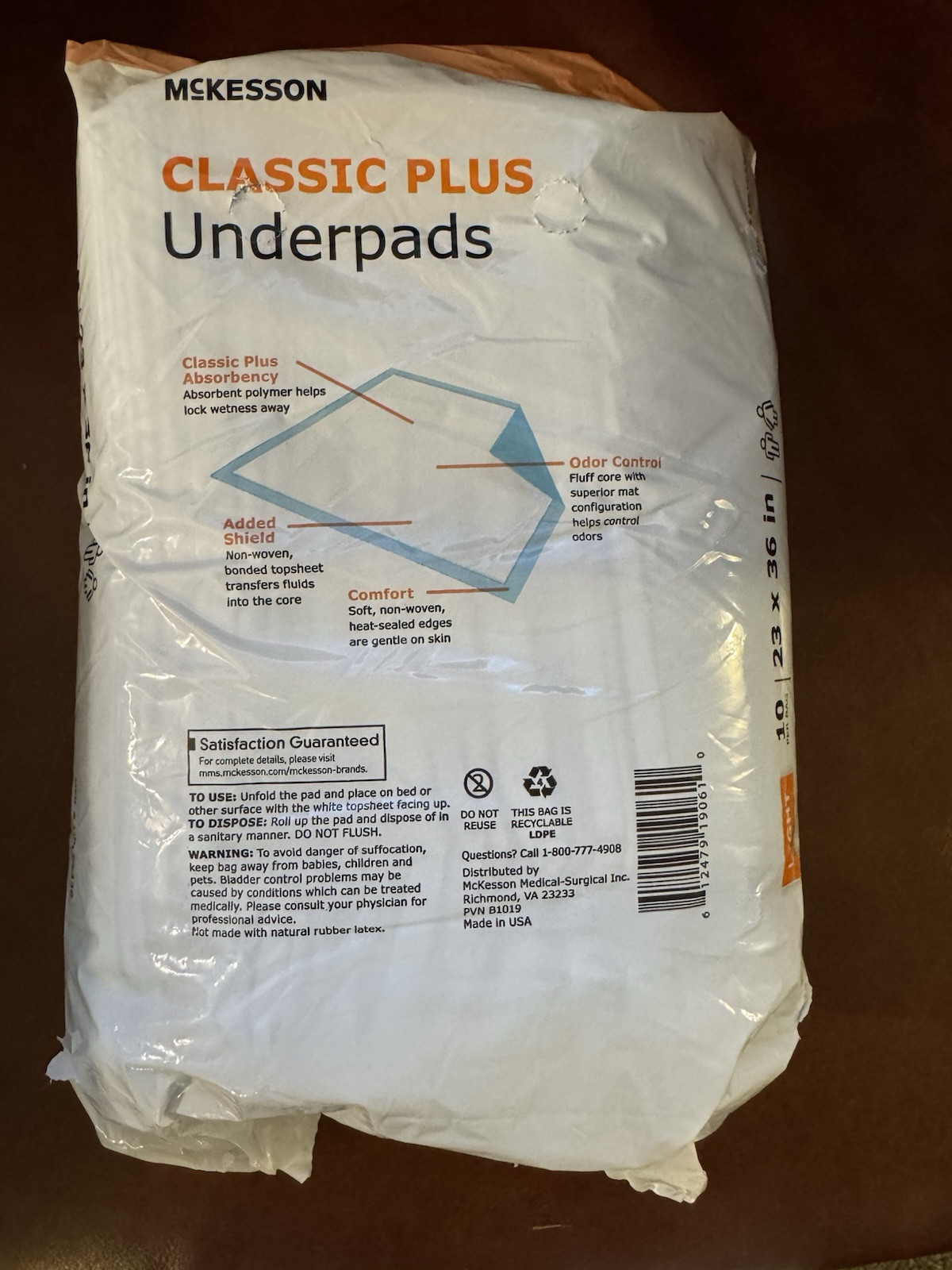 McKesson UPLT2336 Classic 23 X 36 inch Underpad – 10 Count