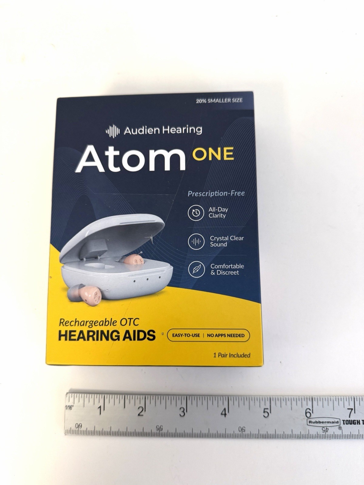 Audien Hearing Atom One OTC Rechargeable Beige Hearing Aid New in the Box