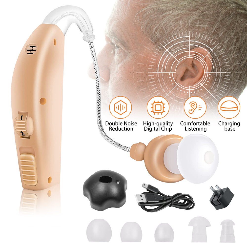 Rechargeable Hearing Aid Severe Loss Sound Amplifier for Seniors Elderly Deaf US