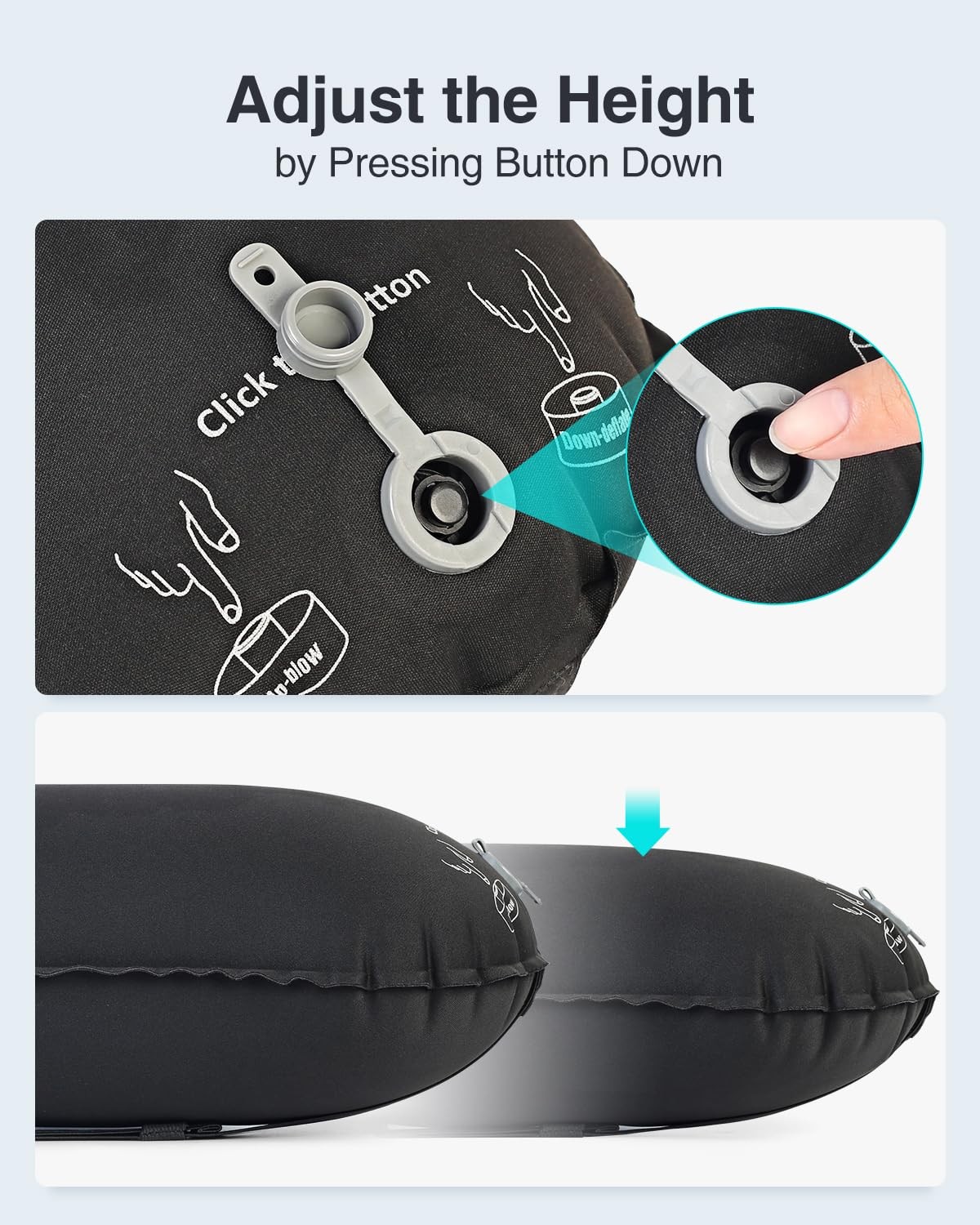 Luxtude Inflatable Lumbar Pillow for Airplane Travel, Support Black