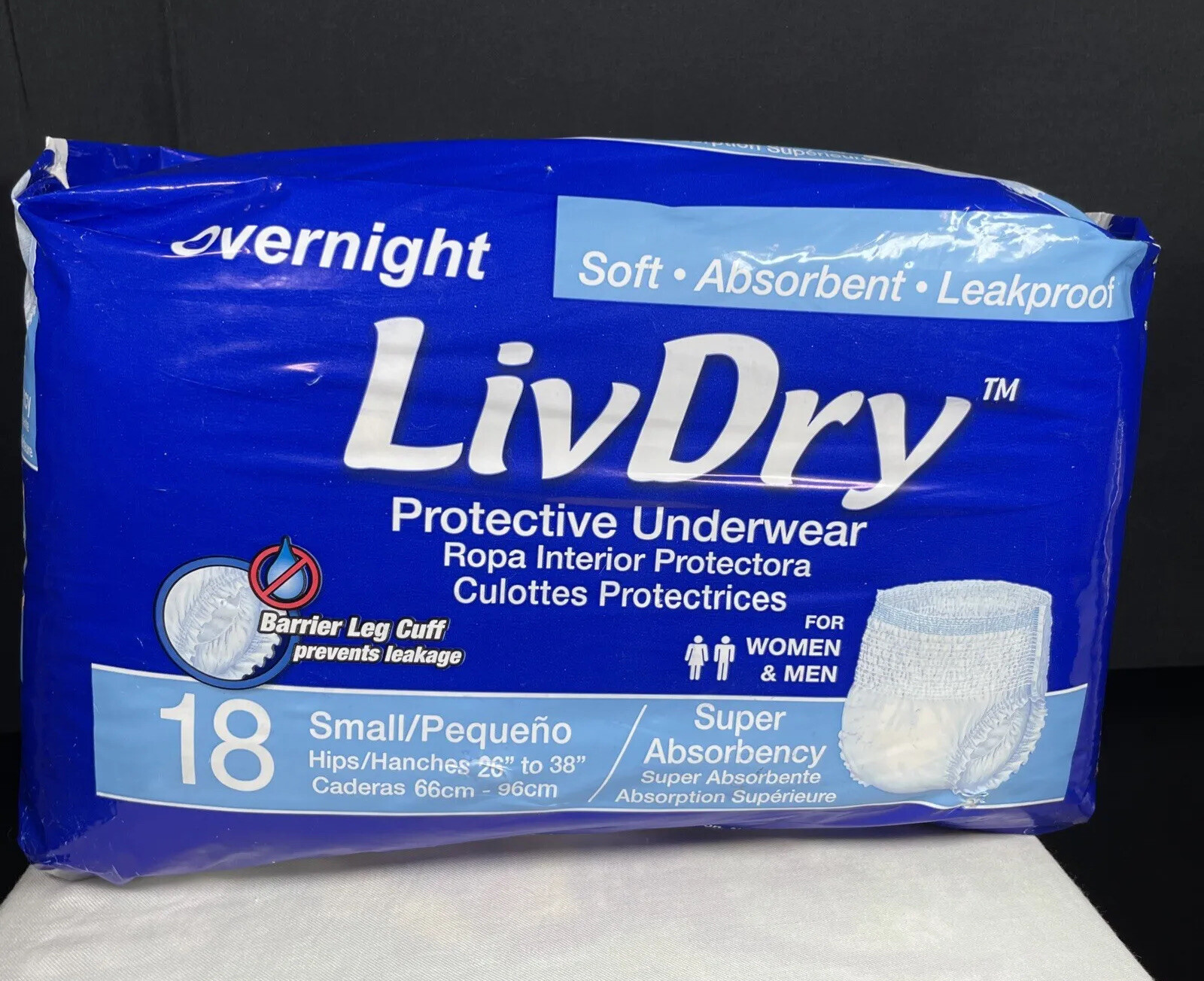 LivDry Adult SmalI Hips 26” to 38” Underwear, Protective Diapers- Rare (18)