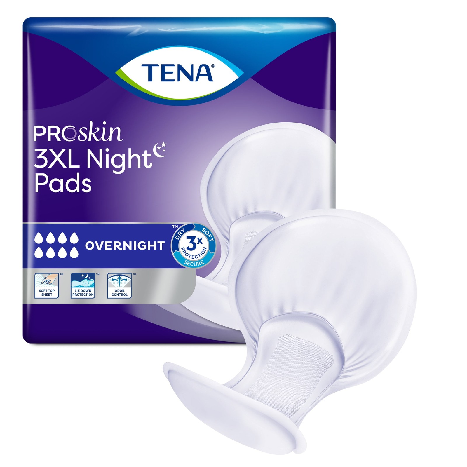 ProSkin 3XL Incontinence Pads for Women and Men, Overnight Absorbency, 24 Count