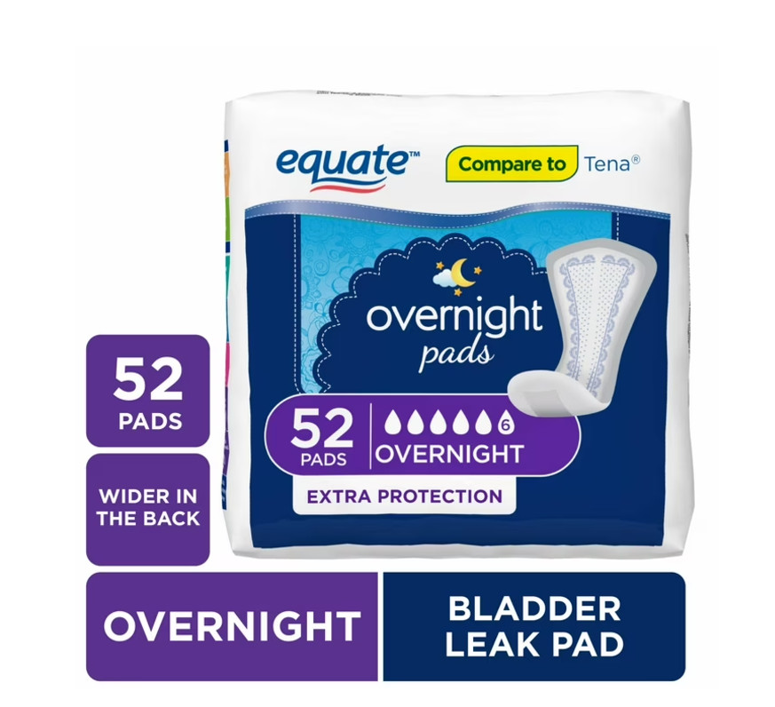 Equate Women’s Overnight Ultimate-Extra Coverage Incontinence Pads