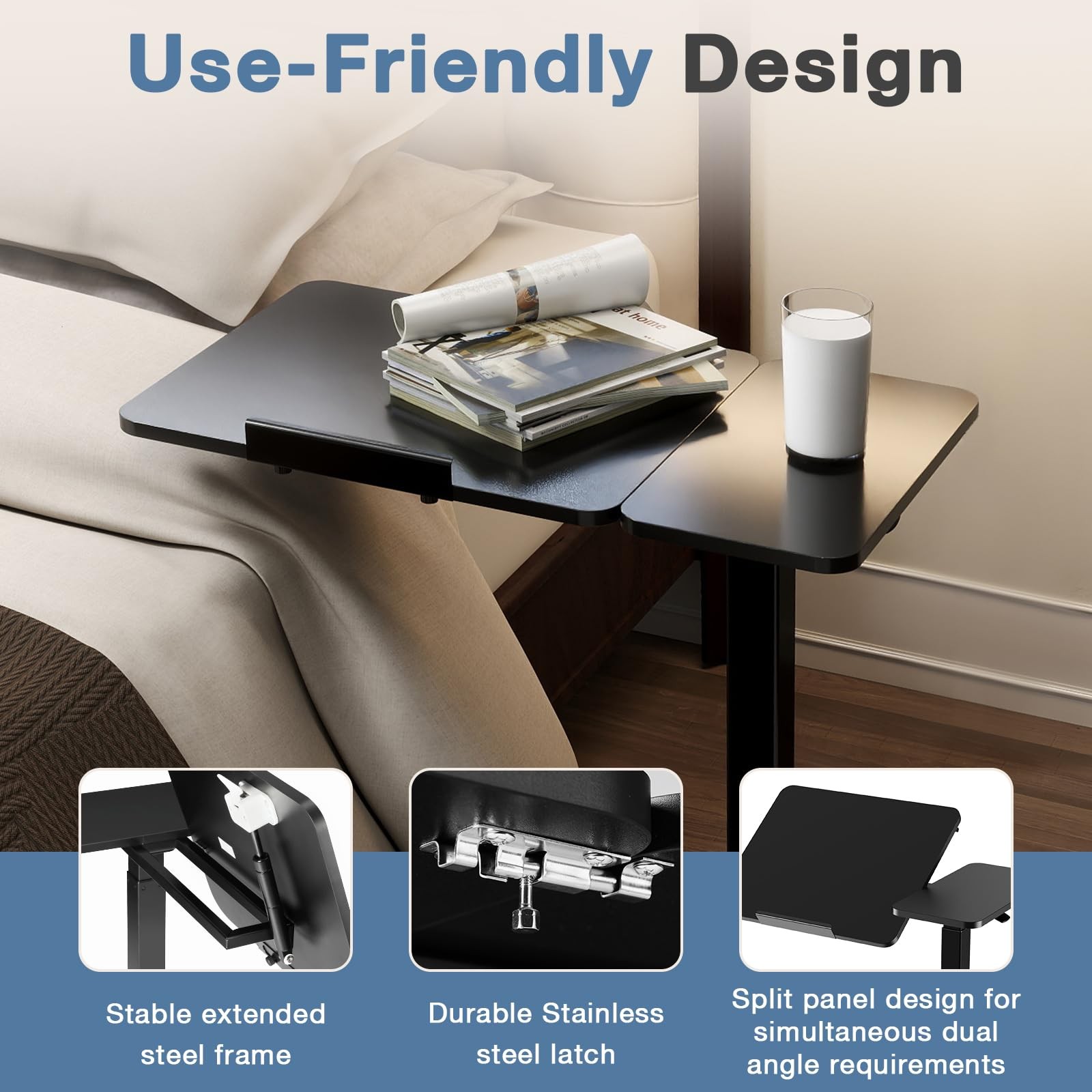 Happymont Small Standing Desk Rolling Table Adjustable Height Laptop Mobile