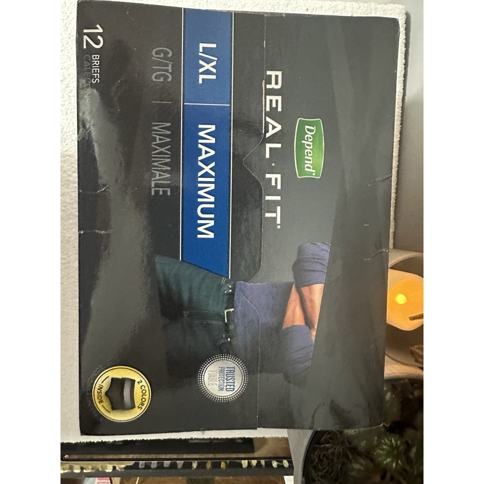 Depend Real Fit Incontinence Briefs for Men L/XL Maximum Absorbency 12 Count