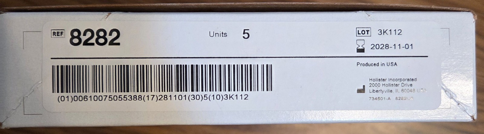 Hollister 8282 Premier Drainable Ostomy Pouch, 1″ Stoma 12″ Length NEW Box of 5
